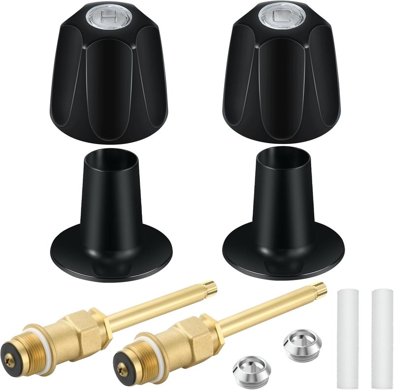 Coolfell Bathtub Shower Trim kit, 2 Piece Metal Matte Black Shower Knob Replacement Kit, Compatible with Price Pfister Valve, Shower 2 Faucet Handle Repair Kit with Shower Stems, Seats Parts, Flanges - Image 1